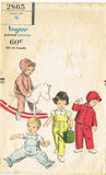 1950s Vintage Vogue Sewing Pattern 2865 Baby Overalls Jacket and Bonnet Sz 6 mos