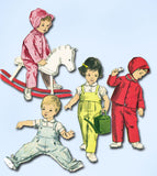 1950s Vintage Vogue Sewing Pattern 2865 Baby Overalls Jacket and Bonnet Sz 6 mos