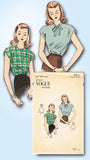 1940s Vintage Vogue Sewing Pattern 3019 Junior Misses Blouse Size 31.5 Bust