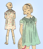1930s Vintage Vogue Sewing Pattern 3171 Cute Toddler Girls Smocked Dress Size 4