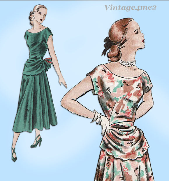 1940s Vintage Vogue Sewing Pattern 3194 Junior Misses Cocktail Dress 33 Bust