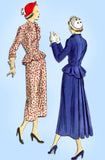 Vogue 3266: 1940s Junior Misses Peplum Suit Sz 30 1/2 Bust Vintage Sewing Pa