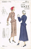 Vogue 3266: 1940s Junior Misses Peplum Suit Sz 30 1/2 Bust Vintage Sewing Pa