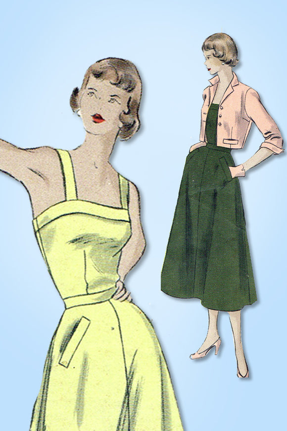 1940s Vintage Vogue Sewing Pattern 3296 Misses Sun Dress and Bolero Sz 33 Bust