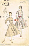 1950s Vintage Vogue Sewing Pattern 3444 Misses Dress w Full Skirt Size 11 30.5B