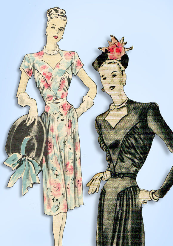 1940s Original Vintage Vogue Couturier Pattern 359 Uncut Dinner Dress Size 32 B