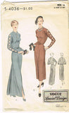 1940s Original Vintage Vogue Special Design S-4036 Uncut Formal Dress Sz 34 Bust