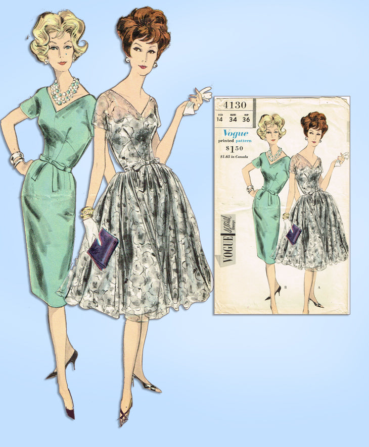 1960s Vintage Vogue Special Design Sewing Pattern 4130 Uncut Dress Siz ...