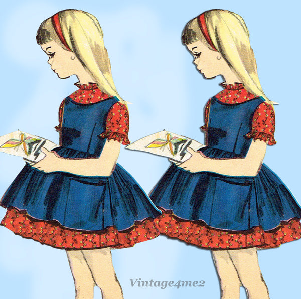 Vogue 5086: 1960s Toddler Girls Dress & Pinafore Size 5 Vintage Sewing Pattern