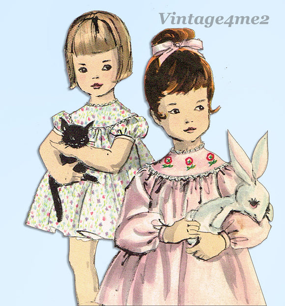 1960s Vintage Vogue Sewing Pattern 5116 Sweet Toddler Girls Flared Dress Size 3 - Vintage4me2