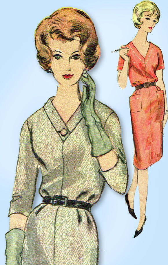 1960s Original Vintage Vogue Pattern 5179 Easy Misses Sheath Dress Size 36 Bust