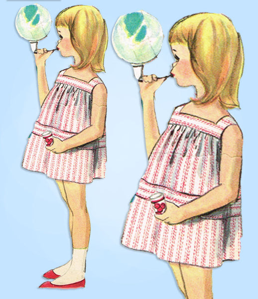 1960s Vintage Vogue Sewing Pattern 5258 Toddler Girls Dress w Cinched Waist Sz 5 - Vintage4me2
