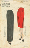 1940s Original Vintage Vogue Pattern 5265 Misses Day or Night Slender Skirt 28 W
