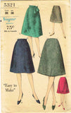 1960s Vintage Vogue Sewing Pattern 5321 Easy Misses Day Skirt Size 28 Waist