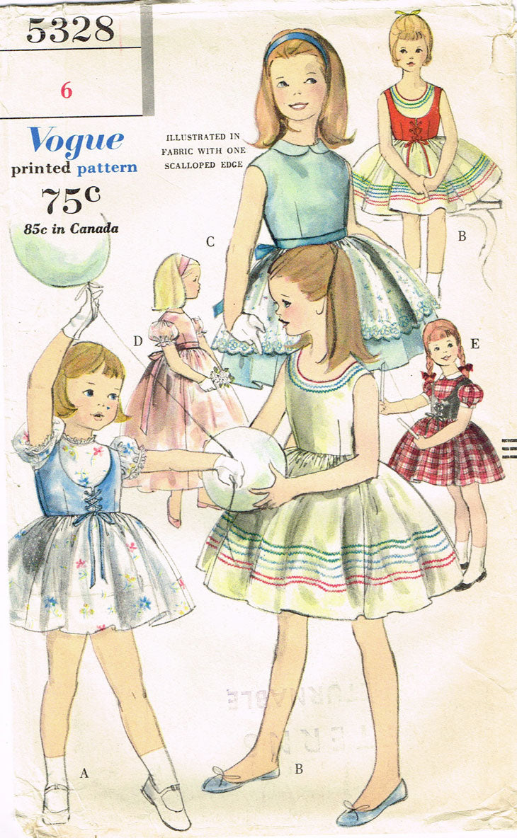1960s Vintage Vogue Sewing Pattern 5328 Toddler Girls Tyrolean Dress 6 –  Vintage4me2