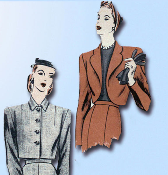 1940s Vintage Vogue Sewing Pattern 5366 WWII Misses Set of Jackets Size 12 30B