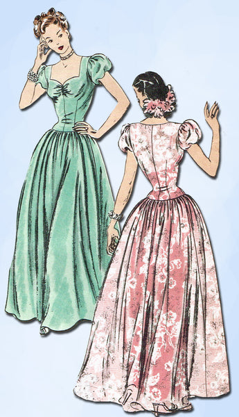 1940s Vintage Vogue Sewing Pattern 5376 Gorgeous Misses Wedding Dress Size 30B - Vintage4me2