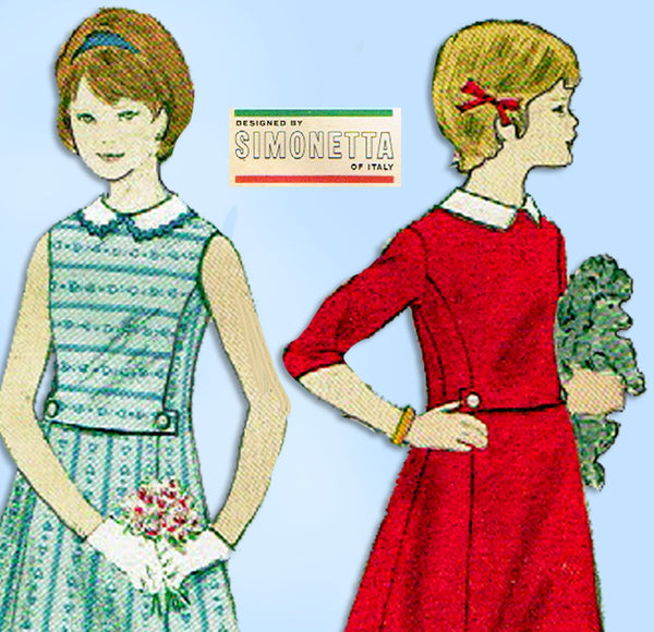 Vogue 5661: 1960s Simonetta Designer Girls Dress Size 7 Vintage Sewing Pattern - Vintage4me2