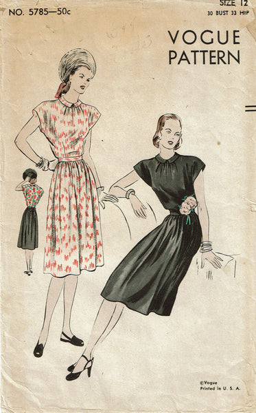 strapless open back dress Vogue 5785: 1940s Lovely Misses Day Dress Size 30 Bust Vintage Sewing –  Vintage4me2