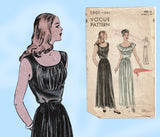 1940s Vintage Vogue Sewing Pattern 5901 Stunning MIsses Nightgown Size 30 B