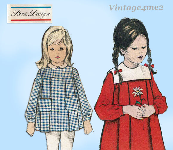 Vogue 5981: 1960s Darlin Toddler Girls Pleated Dress Sz 5 Vintage Sewing Pattern