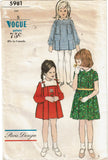 Vogue 5981: 1960s Darlin Toddler Girls Pleated Dress Sz 5 Vintage Sewing Pattern