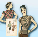 1940s Original Vintage Vogue Pattern 5984 Uncut Misses Simple Blouse Sz 30 Bust
