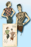 1940s Original Vintage Vogue Pattern 5984 Uncut Misses Simple Blouse Sz 30 Bust