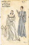 1950s Vintage Vogue Sewing Pattern 6006 Misses Negligee Nightgown Size 12 30 B