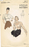 1940s Original Vintage Vogue Pattern 6226 Misses Blouse w Radiating Tucks Sz 34B