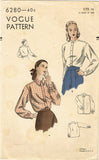 1940s Vintage Vogue Sewing Pattern 6280 Uncut Misses Boyfriend Blouse Sz 16 34B