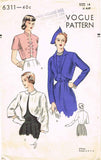 1940s Vintage Vogue Sewing Pattern 6311 Misses Bolero Jacket Set Size 14 32 Bust