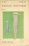 Vogue 6369: 1930s Womens Plus Size Slender Skirt Sz 32 W Vintage Sewing Pattern