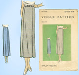 Vogue 6369: 1930s Womens Plus Size Slender Skirt Sz 32 W Vintage Sewing Pattern