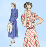 1940s Vintage Vogue Sewing Pattern 6380 Uncut Misses Shirtwaist Dress 30B