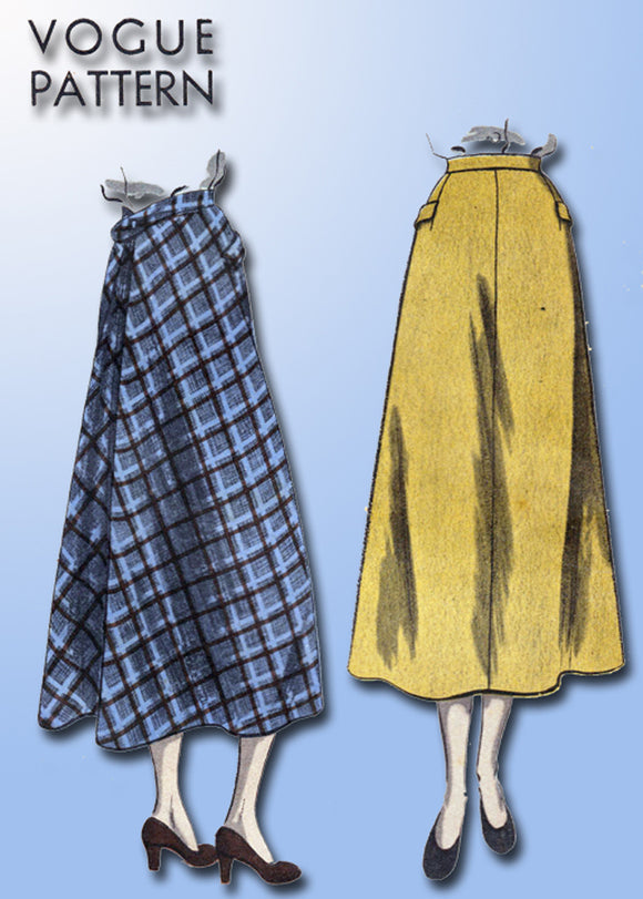 1940s Original Vintage Vogue Pattern 6491 Misses Easy Skirt Flared Back Sz 28 W