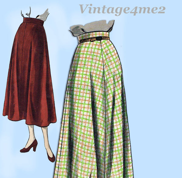 Vogue 6521: 1950s Easy Misses Skirt Sz 24 Waist Vintage Sewing Pattern