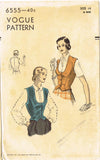 1940s Vintage Vogue Sewing Pattern 6555 Misses Weskit Vest Size 32B