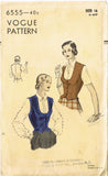 1940s Vintage Vogue Sewing Pattern 6555 Misses Weskit Vest Size 34B