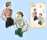 Vogue 6628: 1940s Misses Blouse w Tucked Yoke Sz 30 B Vintage Sewing Pattern