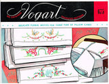 1950s Vintage Vogart Embroidery Transfer 675 Uncut Floral & Swan Pillowcases - Vintage4me2