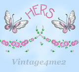 1950s Vintage Vogart Embroidery Transfer 675 Uncut Floral & Swan Pillowcases - Vintage4me2