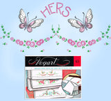 1950s Vintage Vogart Embroidery Transfer 675 Uncut Floral & Swan Pillowcases - Vintage4me2