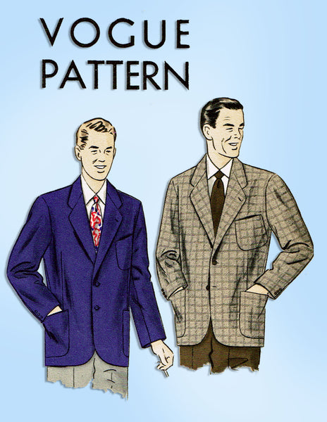 Vogue 6898: 1950s Rare Uncut Men's Sports Coat Size 38 C Vintage Sewing Pattern
