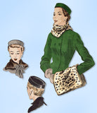1940s Original Vintage Vogue Pattern 6937 Misses Hat Muff and Neckpiece Fits All