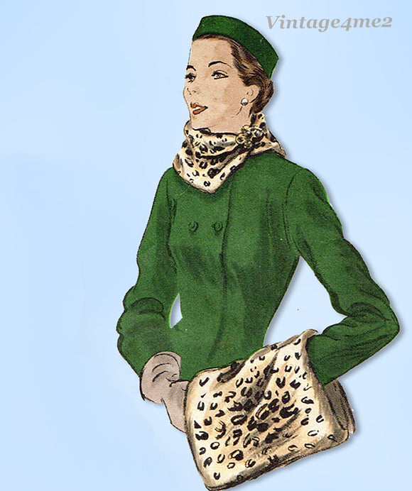 1940s Original Vintage Vogue Pattern 6937 Misses Hat Muff and Neckpiece Fits All