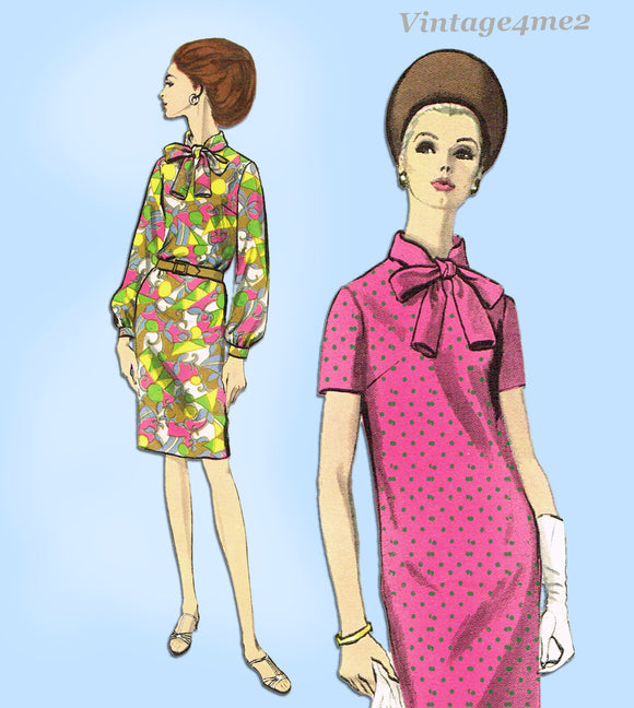 1960s Vintage Vogue Sewing Pattern 6980 Easy Misses Shift Dress Sz 34 Bust