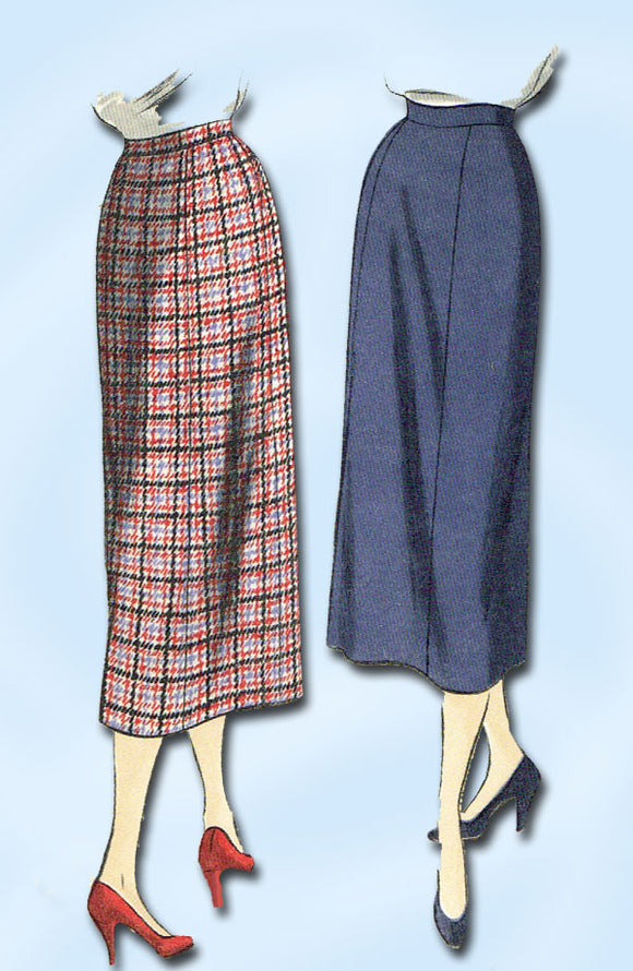 1950s Vintage Vogue Sewing Pattern 7033 Uncut Misses Slender Skirt Size 26 Waist