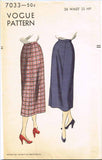 1950s Vintage Vogue Sewing Pattern 7033 Uncut Misses Slender Skirt Size 26 Waist - Vintage4me2