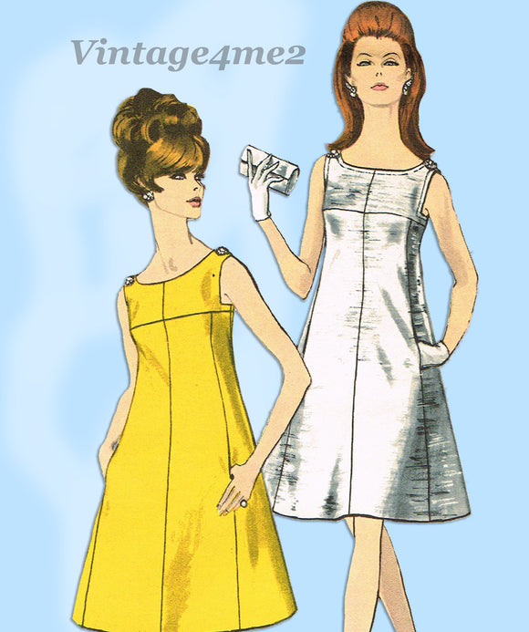 Vogue 7047: 1960s Uncut Misses Flared Cocktail Dress 36B Vintage Sewing Pattern